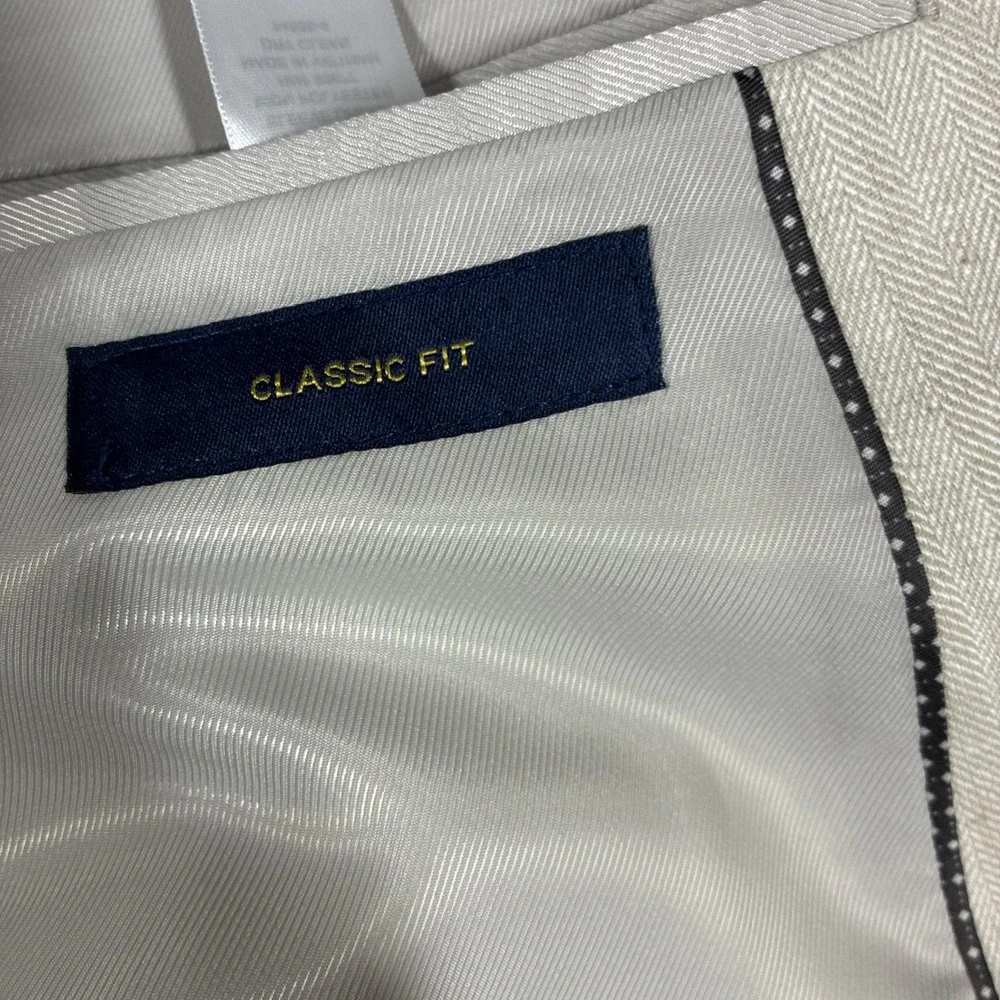 Stafford Blazer Men's Size 50R Linen Blend Sport Coat Suit Jacket Beige Coastal